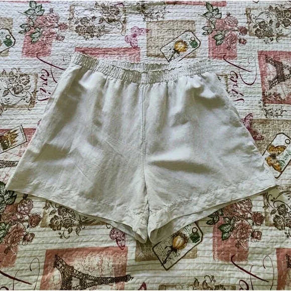 H&M Women's Pull-on Elastic Waist Shorts Linen Blend‎ Pockets Beige Size XL - Picture 4 of 11